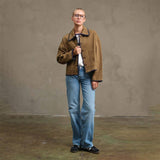 Collar Jacket with Contrast Stitching