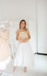 Two Tone Bubble Hem Midi