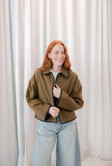Collar Jacket with Contrast Stitching