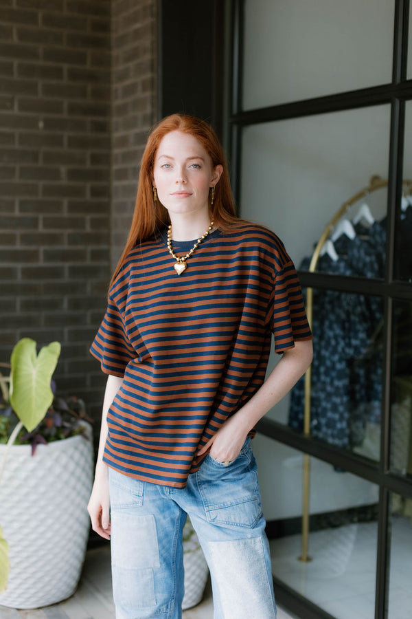 Brown Navy Top