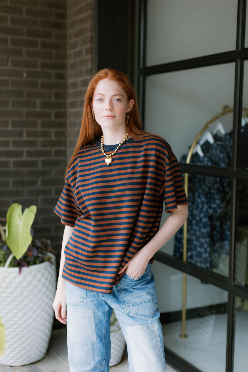 Brown Navy Top