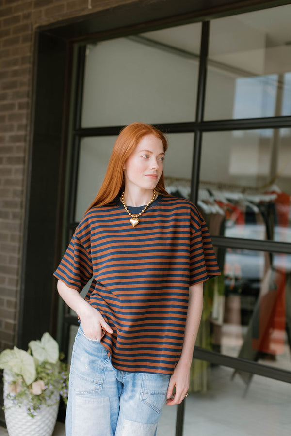 Brown Navy Top