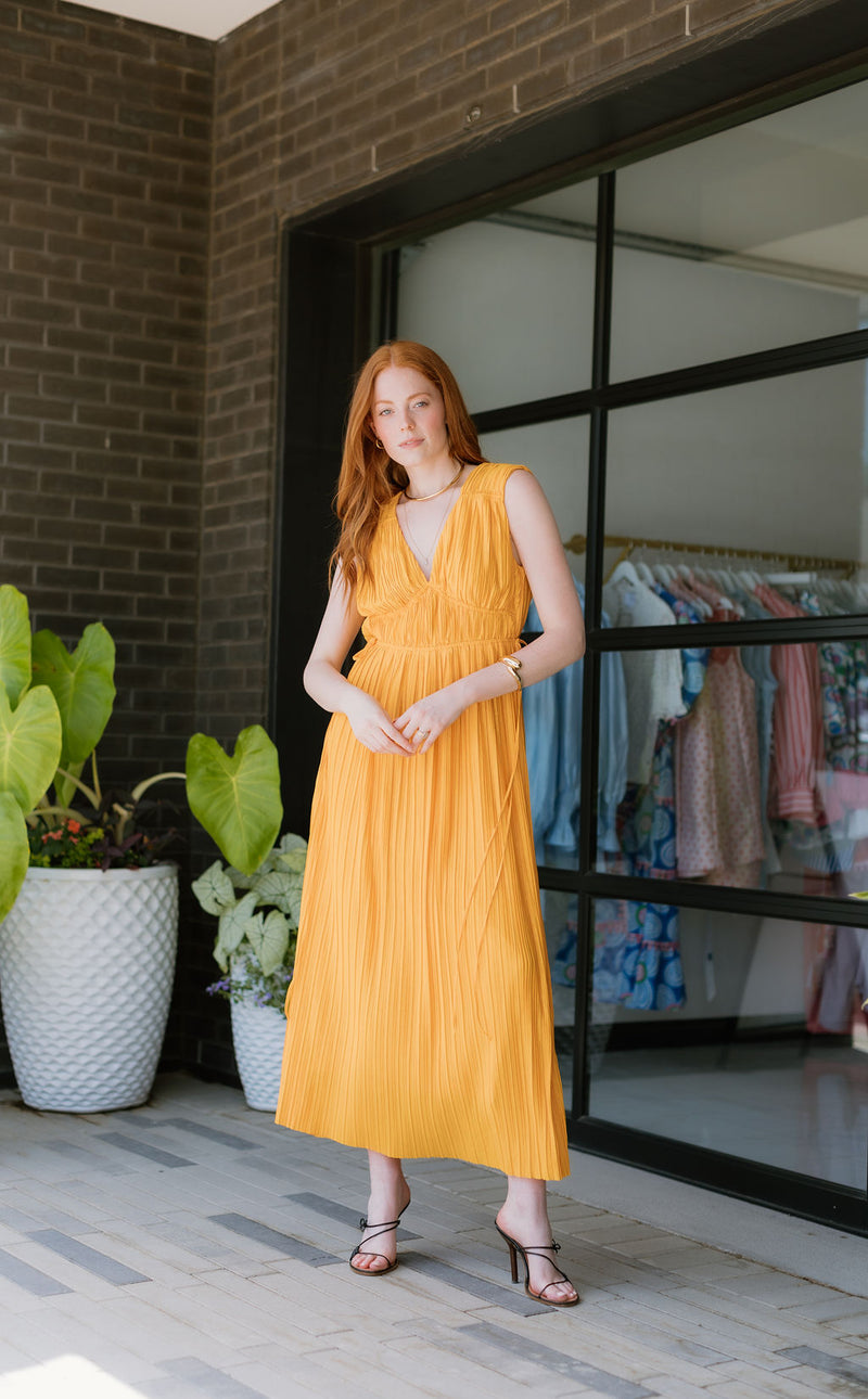 Pleated Midi Dress
