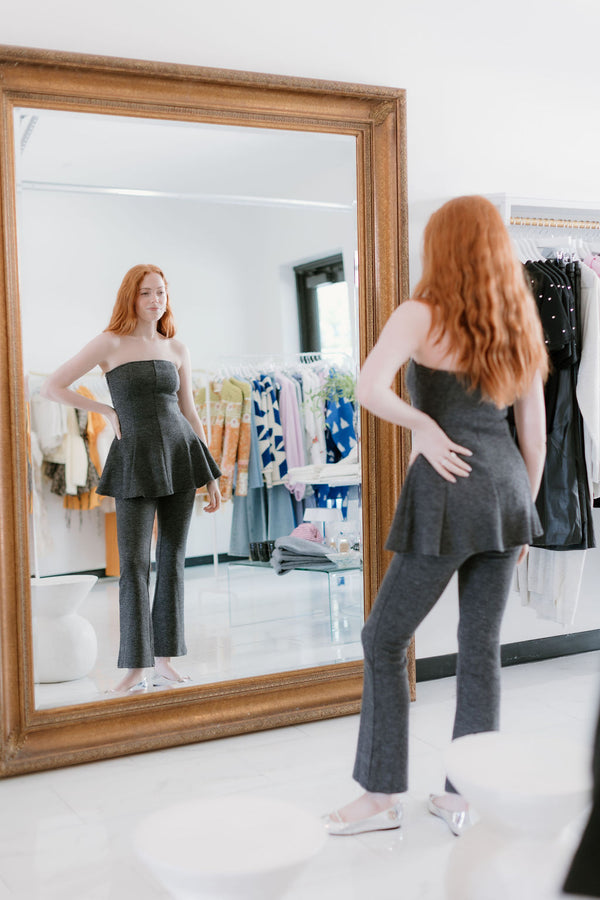 Textured Bell Bottom Pants