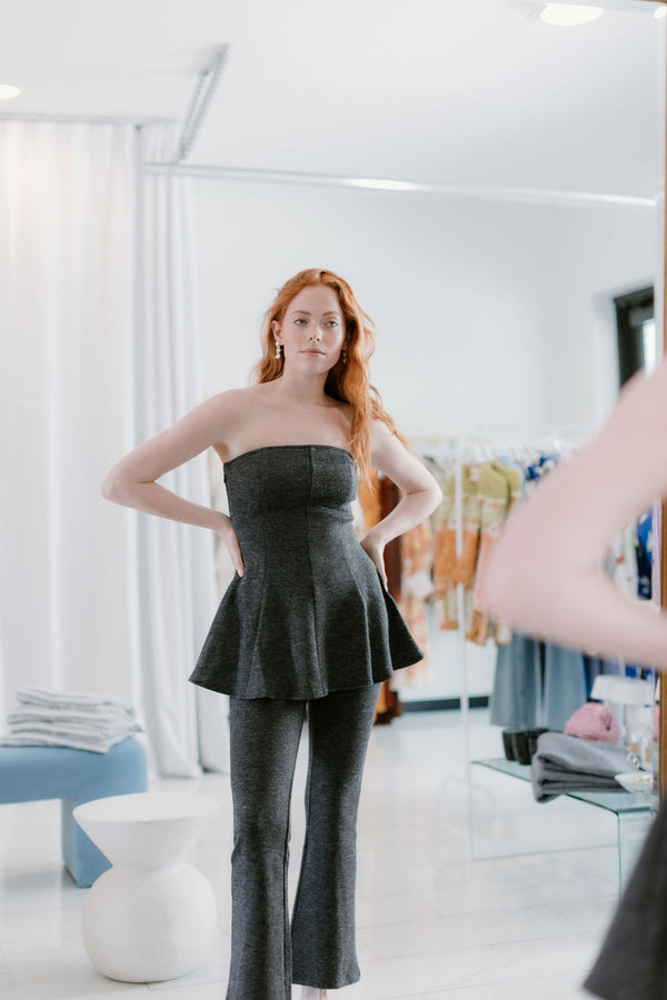 Textured Bell Bottom Pants