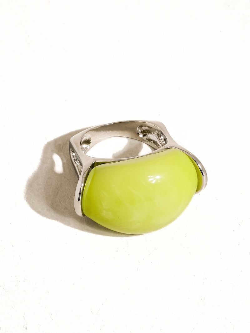 Nanette Platinum Green Jade Statement Ring: Green