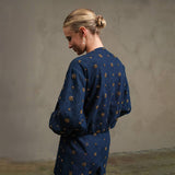 Embellished Quilted Denim Bomber Jacket