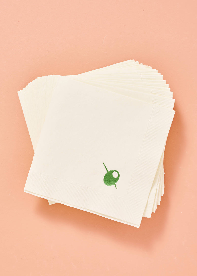 Olive Cocktail Napkins - Set of 20