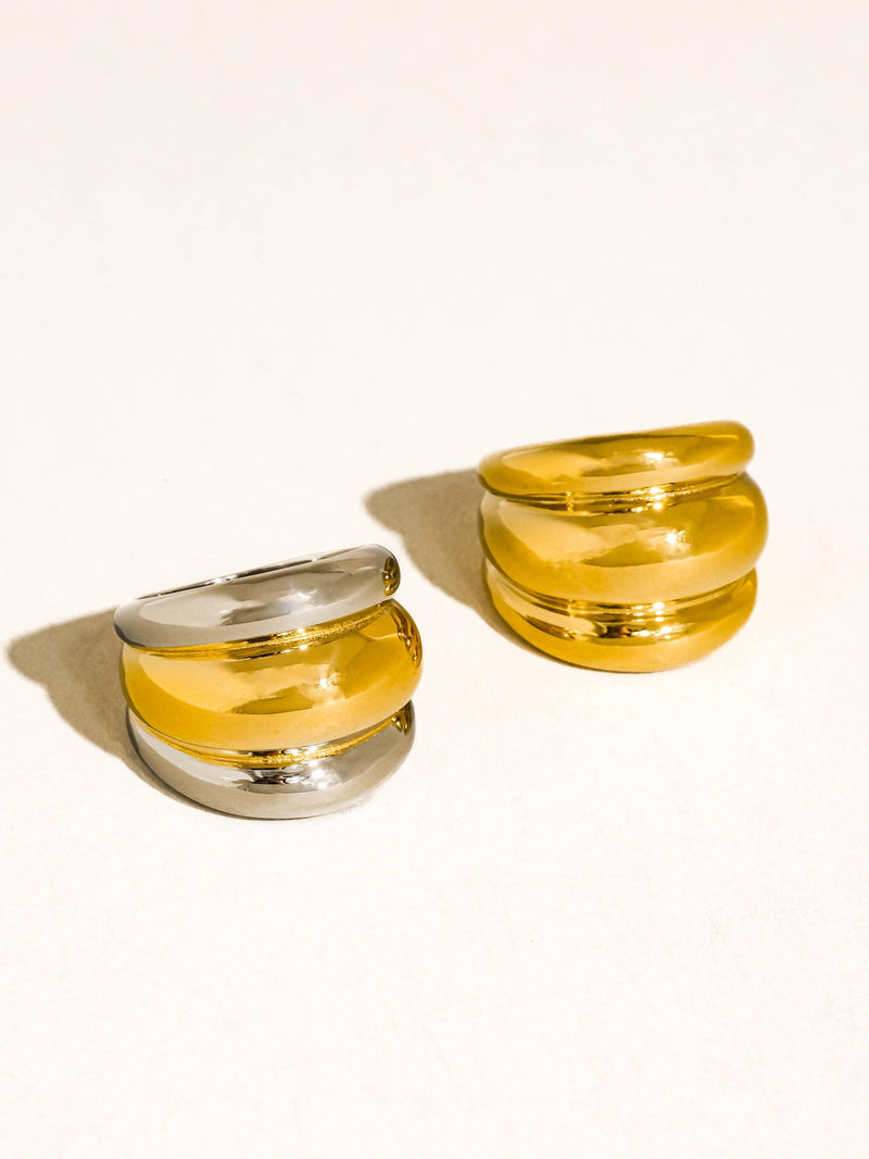 Daelen 18K Gold Non-Tarnish Dome Statement Ring: Multi-Colored