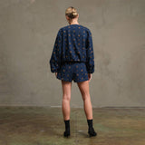 Embellished Quilted Denim Bomber Jacket