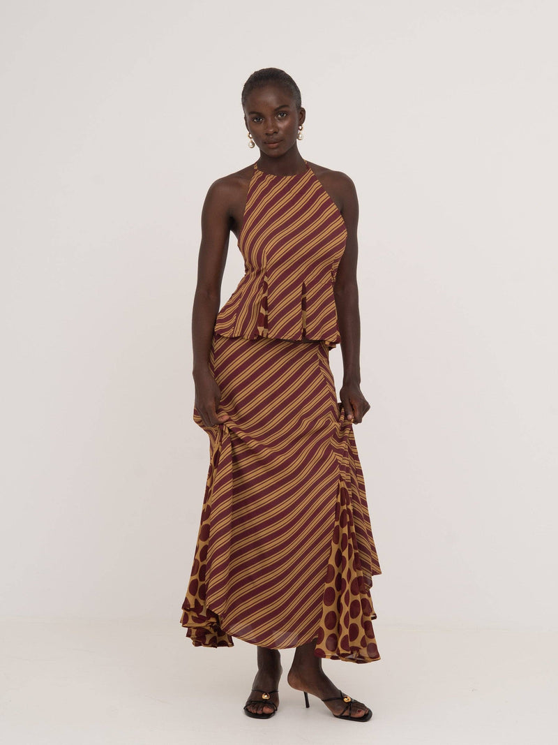 Contrast Stripes and Polka Dot Top