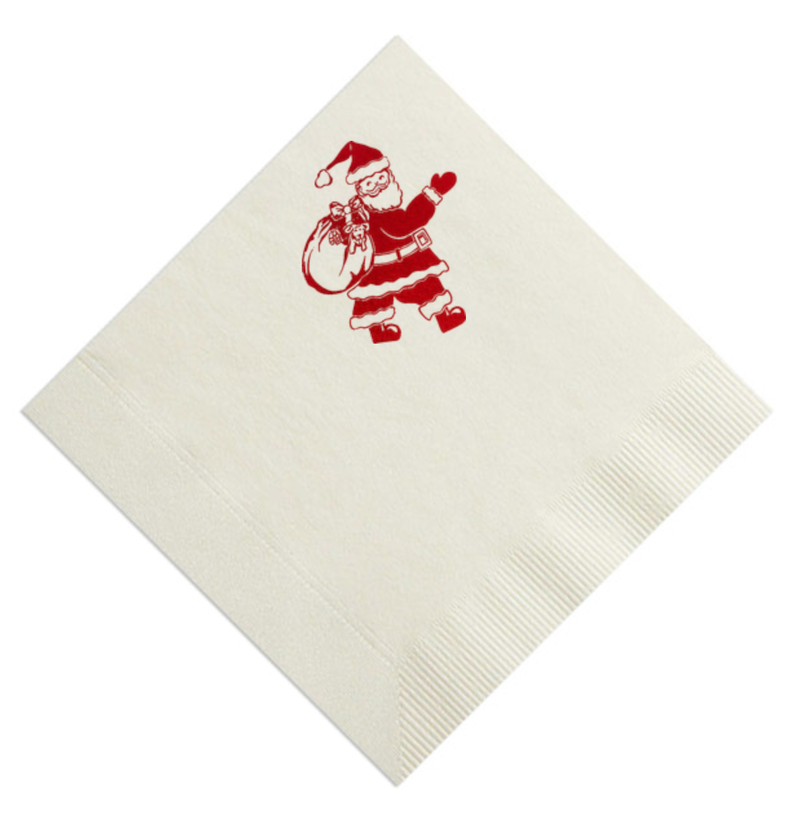 Holly Jolly Santa Paper Beverage Napkin - Set of 20
