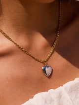 Heidi 18K Gold Non-Tarnish Two Tone Heart Locket Necklace: Multi-Colored