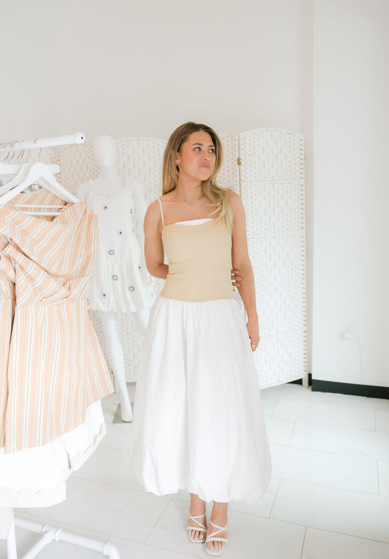 Two Tone Bubble Hem Midi