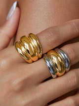 Daelen 18K Gold Non-Tarnish Dome Statement Ring: Multi-Colored