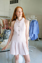 Ribbon Tweed Halter Dress