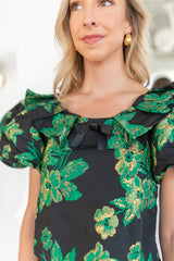 Bonnie Jacquard Cropped Top - Black Forest