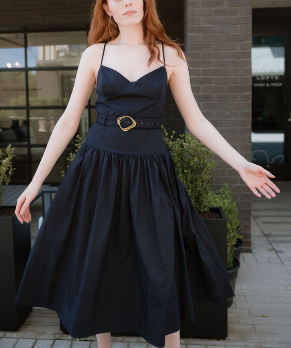 Belted Corset Midi Dress