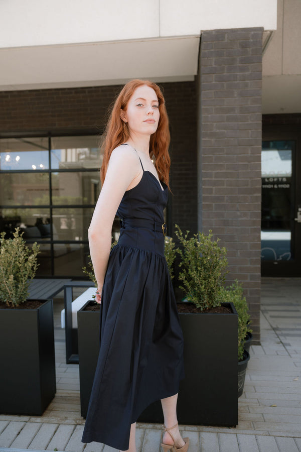 Belted Corset Midi Dress