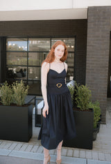 Belted Corset Midi Dress