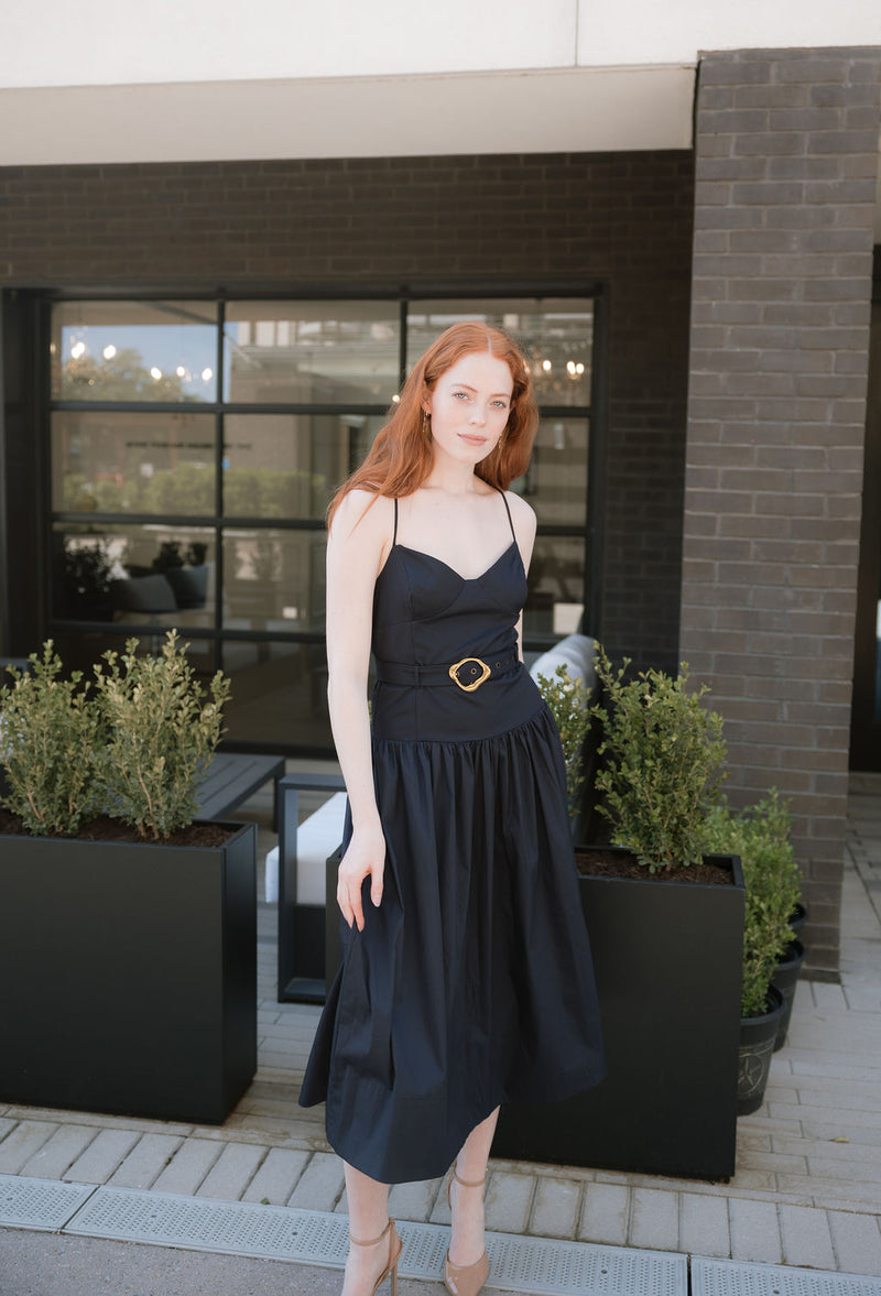 Belted Corset Midi Dress