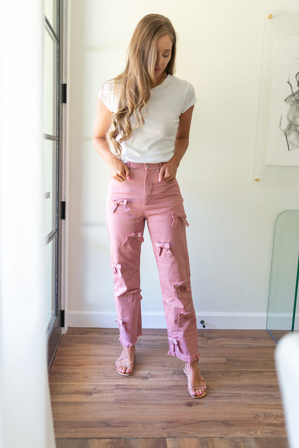 Marine Bow Denim Trousers
