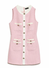 Coast Tweed Mini Dress - Baby Pink