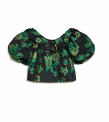 Bonnie Jacquard Cropped Top - Black Forest