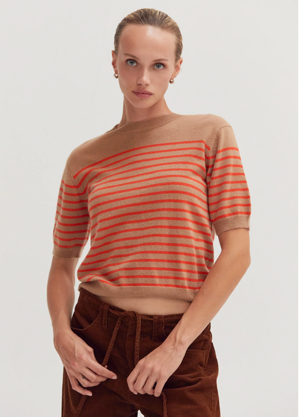 Olivia Stripe Short Sleeve Sweater Top