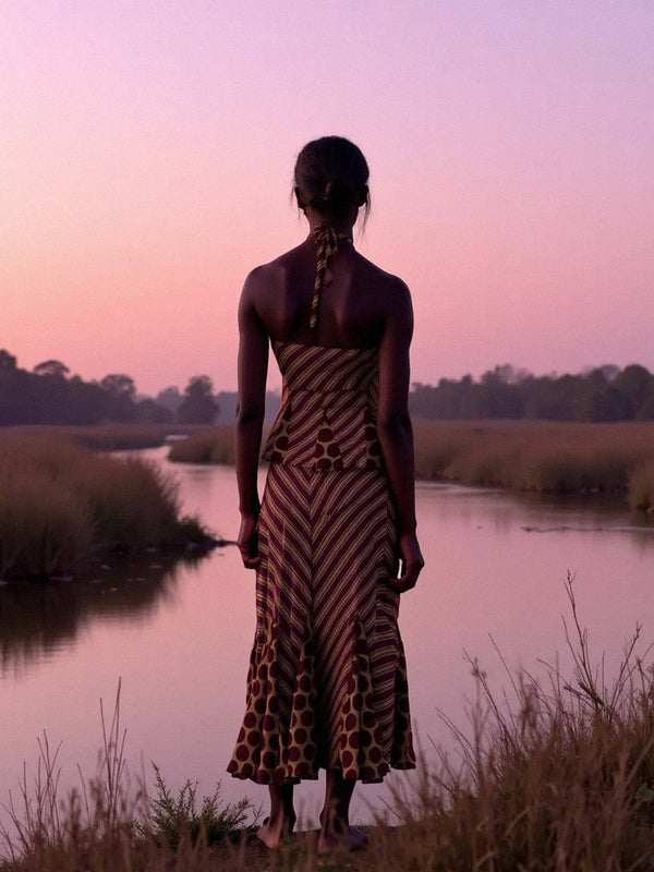 Contrast Stripes and Polka Dot Top