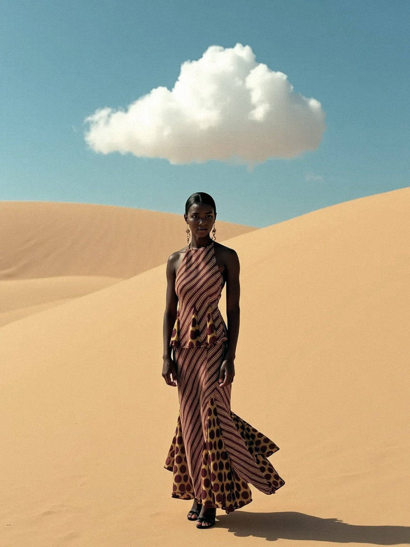 Contrast Stripes and Polka Dot Top