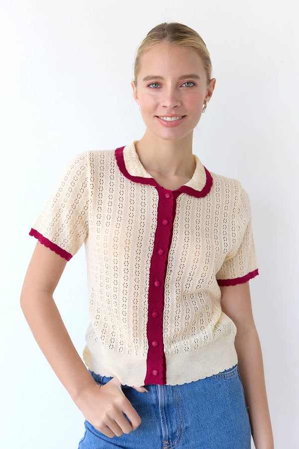 All Over Pointelle Cardigan -