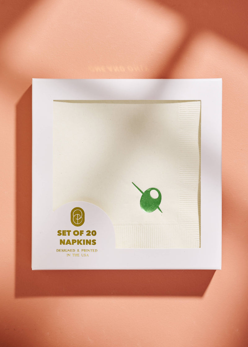 Olive Cocktail Napkins - Set of 20