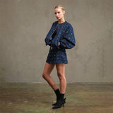 Embellished Quilted Denim Bomber Jacket