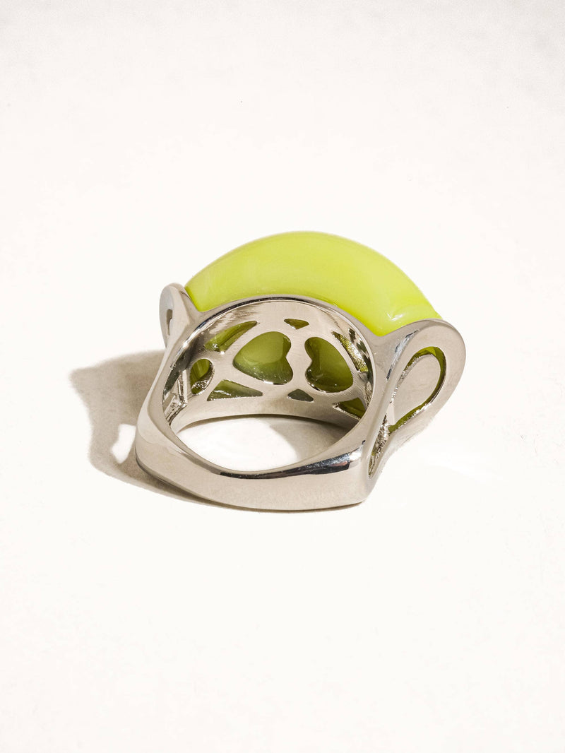 Nanette Platinum Green Jade Statement Ring: Green