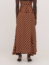 Contrast Stripes and Polka Dot Occasion Skirt