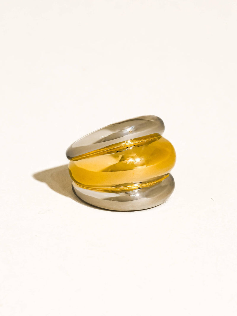 Daelen 18K Gold Non-Tarnish Dome Statement Ring: Multi-Colored