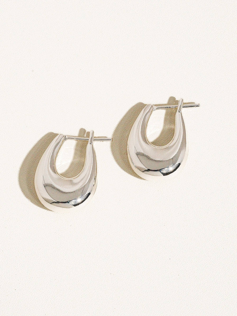 Quinn 18K Classic Droplet Hoop Earring: Silver
