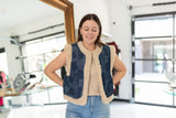 Fur Trim Denim Vest