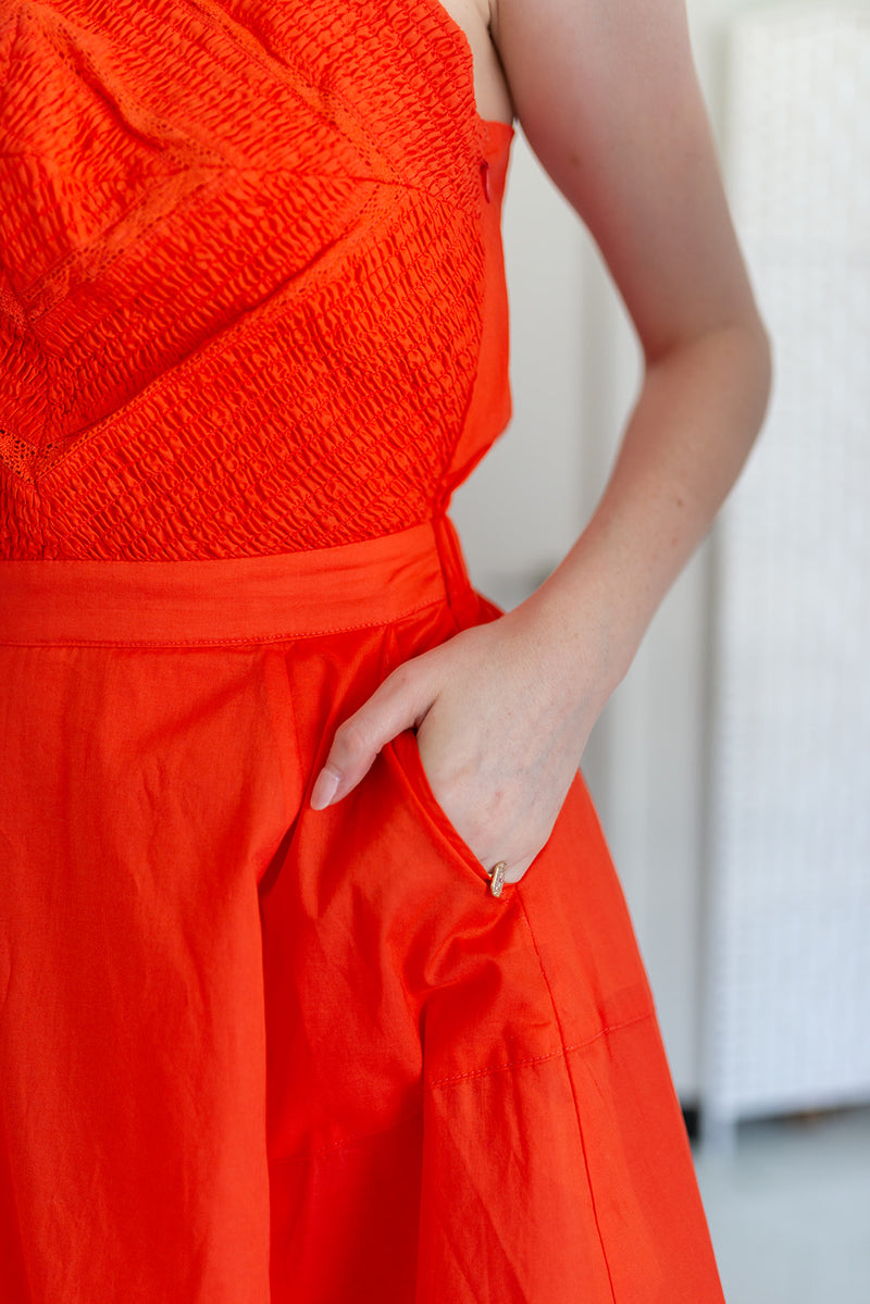 Elise Smock Effect Halter Mini Dress