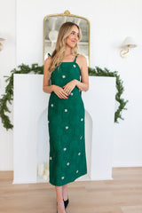 Cher Jacquard Embellished Dress - Emerald