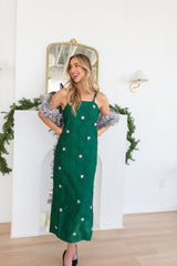 Cher Jacquard Embellished Dress - Emerald