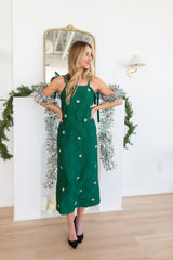 Cher Jacquard Embellished Dress - Emerald