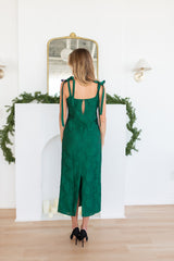 Cher Jacquard Embellished Dress - Emerald