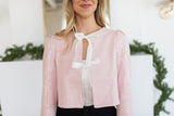 Headline Sequin Bow Jacket - Pale Pink