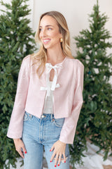 Headline Sequin Bow Jacket - Pale Pink