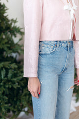 Headline Sequin Bow Jacket - Pale Pink