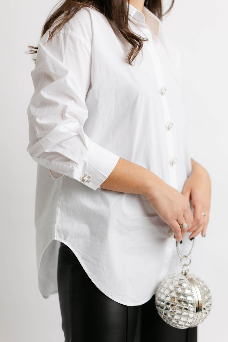 Jeweled Top - White