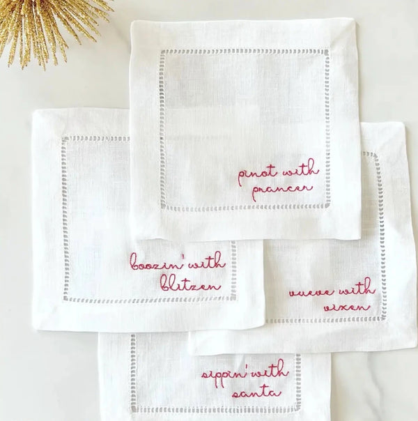 Boozin' with Blitzen Cocktail Napkins, Set of 4