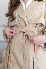 Orchard Scallop Trim Trench Coat